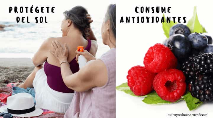  Consume antioxidantes y protegiéndote del sol, para prevenir el envejecimiento