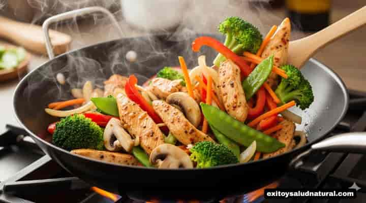 Receta para diabético Salteado de pollo con vegetales