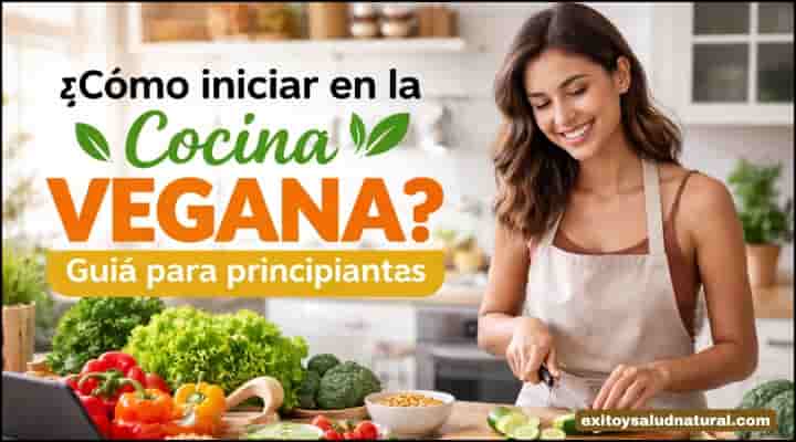 Mujer aprendiendo cocina vegana
